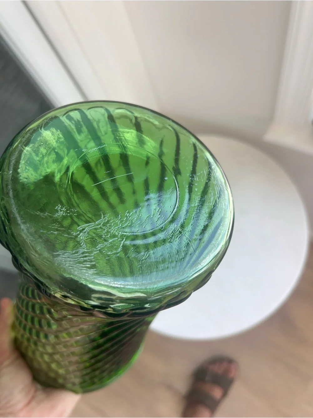 MCM vintage Emerald Green Swirl Glass Vase vessel Restyle!